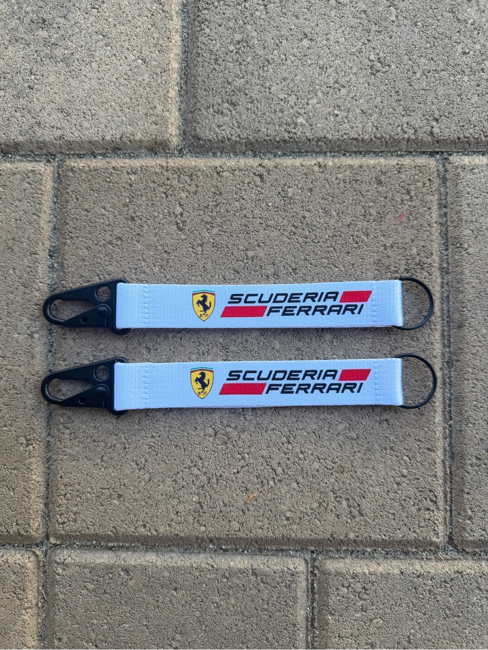 Scuderia Ferrari White Kids Key Strap with Red and Yellow Logo